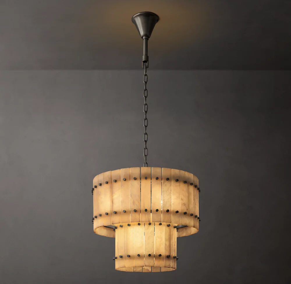 San Marco Alabaster Round Tiered Chandelier 22"